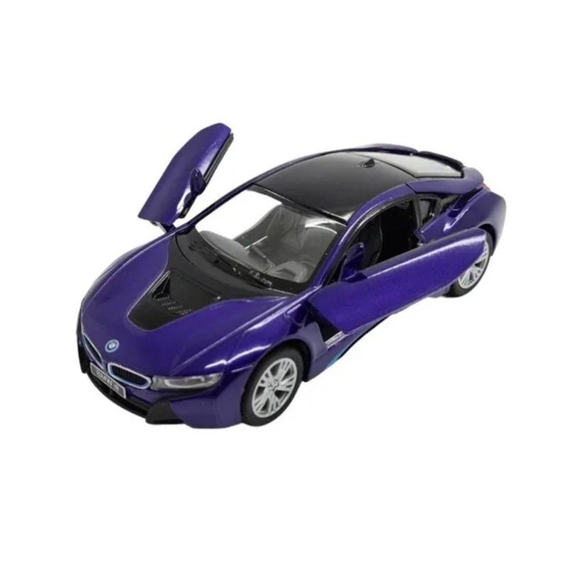 Miniatura BMW I8 Kinsmart 1/36 Metal e Fricção Azul Roxo